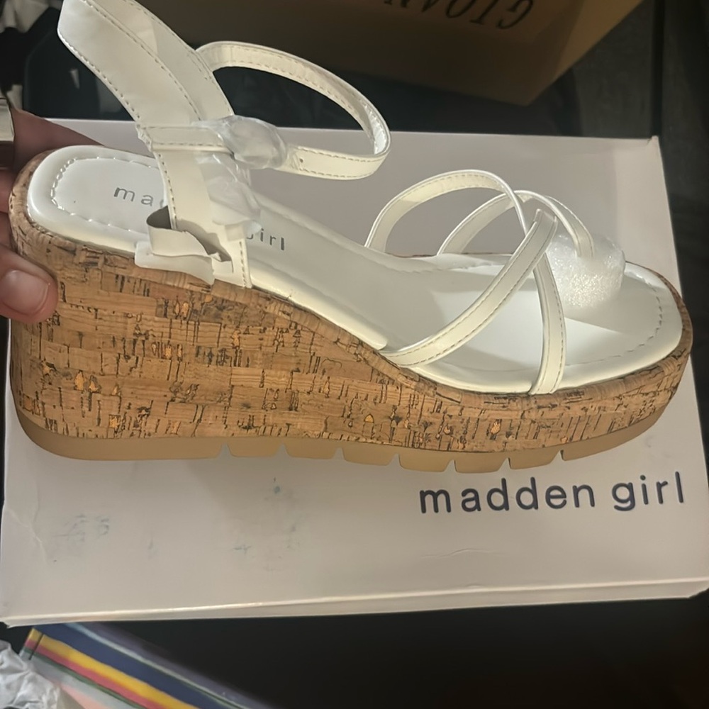 Madden girl women volt vault strappy cork platform wedge sandals size 9